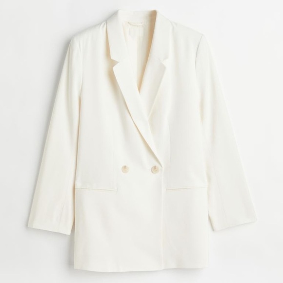 H&M Double Breasted Blazer White - L - Picture 1 of 6
